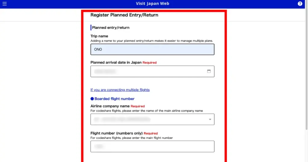 Enter your flight information and arrival date