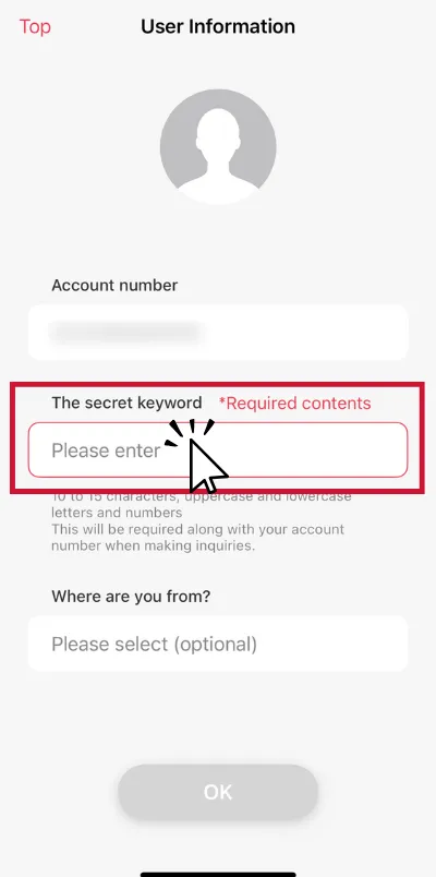 Follow the on-screen prompts to register your “secret keyword”