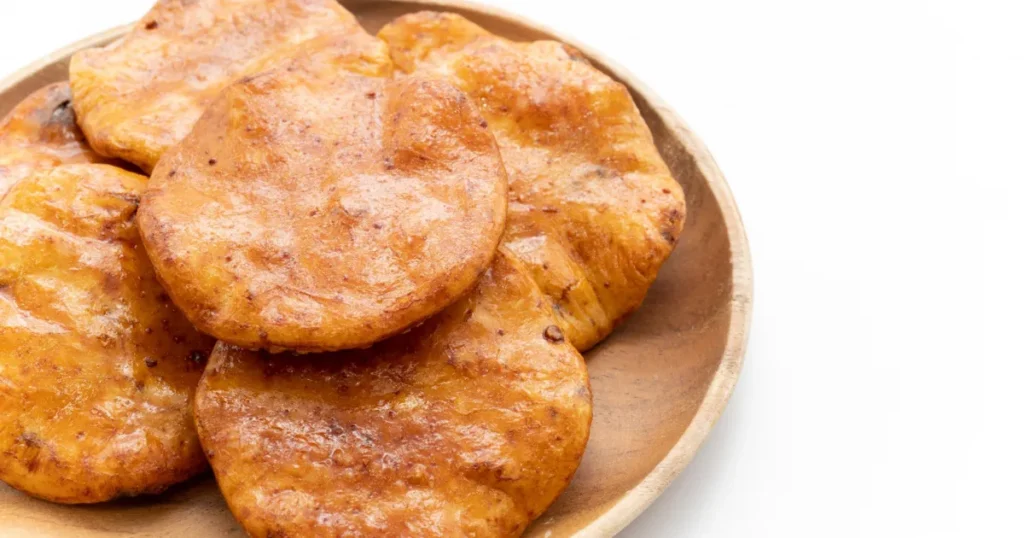 This picture shows the rice cookie(Osenbei).